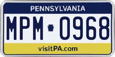 PA license plate MPM0968
