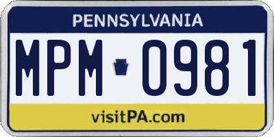 PA license plate MPM0981
