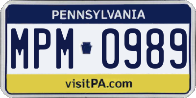 PA license plate MPM0989