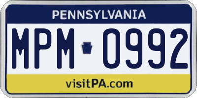 PA license plate MPM0992