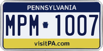 PA license plate MPM1007