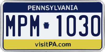 PA license plate MPM1030