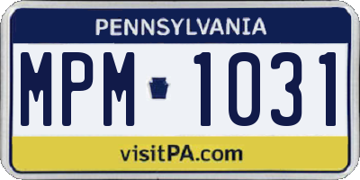 PA license plate MPM1031