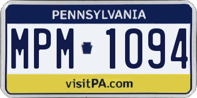 PA license plate MPM1094