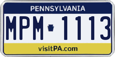 PA license plate MPM1113