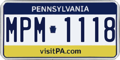 PA license plate MPM1118