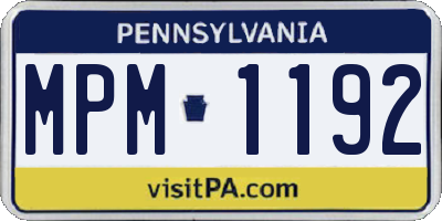 PA license plate MPM1192