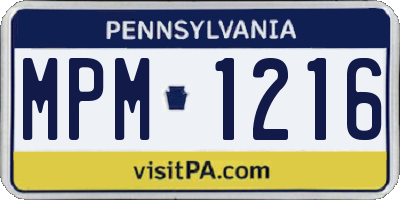 PA license plate MPM1216