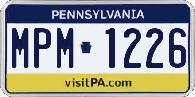 PA license plate MPM1226