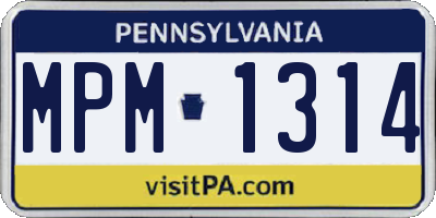PA license plate MPM1314