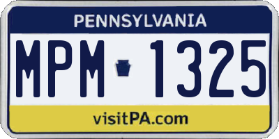 PA license plate MPM1325