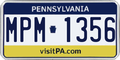PA license plate MPM1356