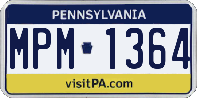 PA license plate MPM1364
