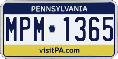 PA license plate MPM1365