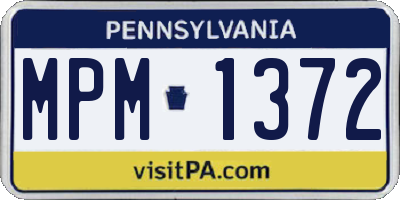 PA license plate MPM1372