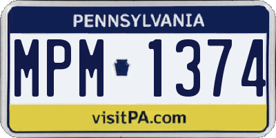 PA license plate MPM1374