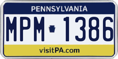 PA license plate MPM1386