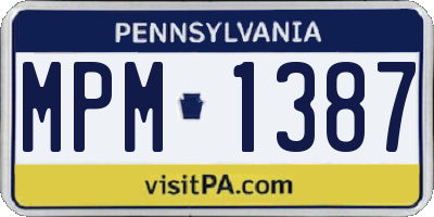 PA license plate MPM1387