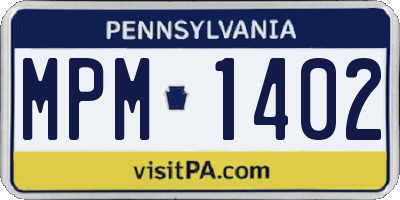 PA license plate MPM1402
