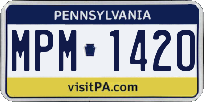 PA license plate MPM1420