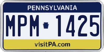 PA license plate MPM1425