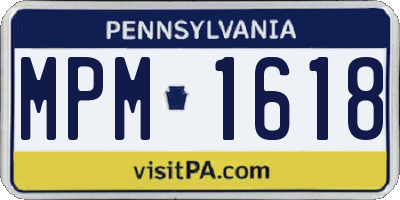 PA license plate MPM1618