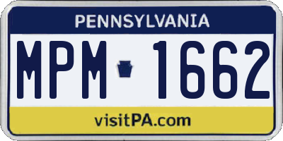 PA license plate MPM1662