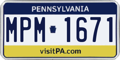 PA license plate MPM1671