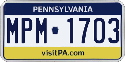 PA license plate MPM1703
