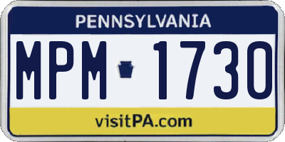 PA license plate MPM1730