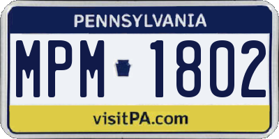 PA license plate MPM1802