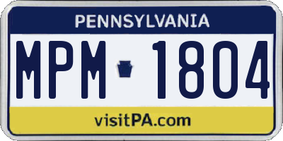 PA license plate MPM1804