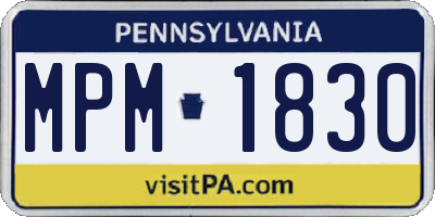 PA license plate MPM1830