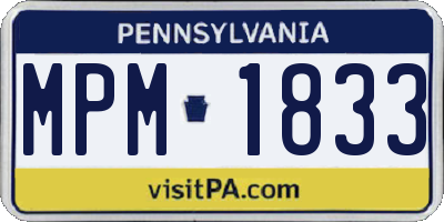 PA license plate MPM1833