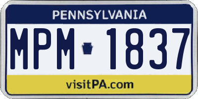 PA license plate MPM1837