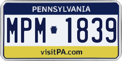 PA license plate MPM1839