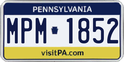 PA license plate MPM1852