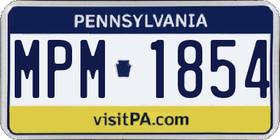 PA license plate MPM1854