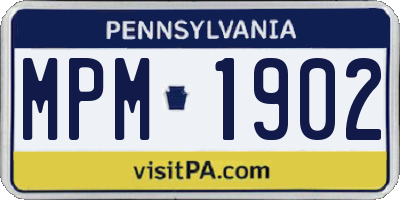 PA license plate MPM1902