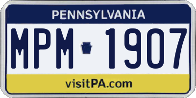 PA license plate MPM1907