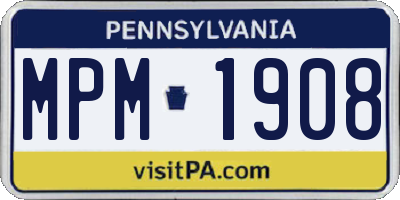 PA license plate MPM1908