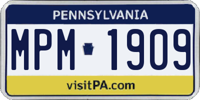 PA license plate MPM1909