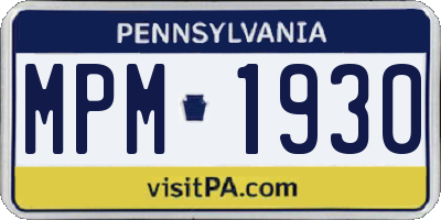 PA license plate MPM1930