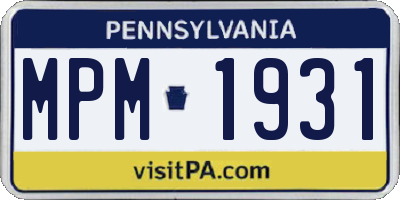 PA license plate MPM1931
