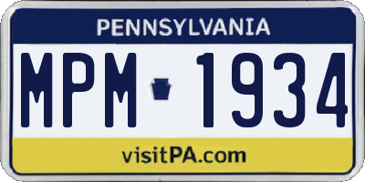 PA license plate MPM1934