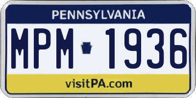 PA license plate MPM1936
