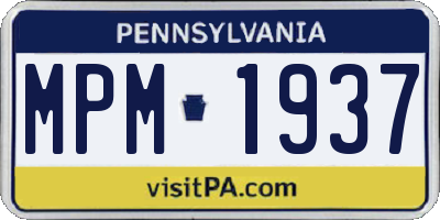 PA license plate MPM1937