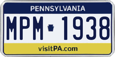 PA license plate MPM1938