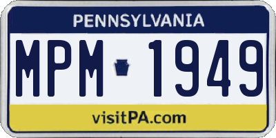 PA license plate MPM1949