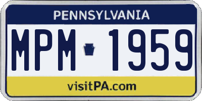 PA license plate MPM1959